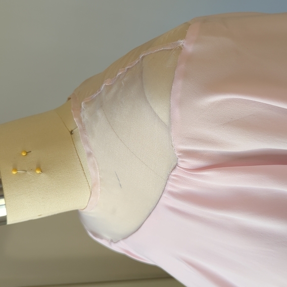 Women's Handmade Cape Popover Maxi Silk Dress Gown Pink XSP gala formal wedding - Picture 7 of 12